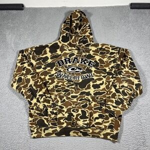 Drake Waterfowl Hoodie Mens XL Old School Camo Hunting Hiking Outdoors